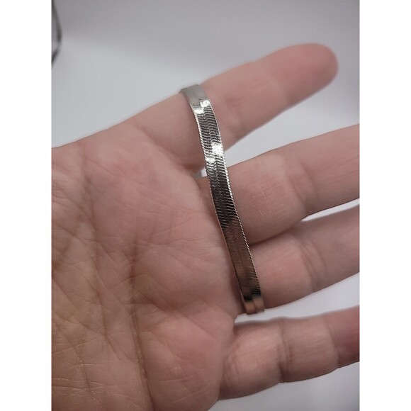 Vintage Silver Tone Bracelet Smooth Link Jewelry Costume - Picture 5 of 11